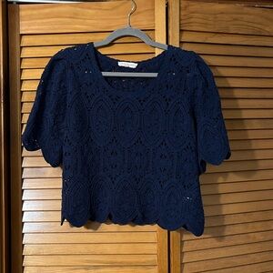 Solitaire Midnight Blue Lace Blouse
